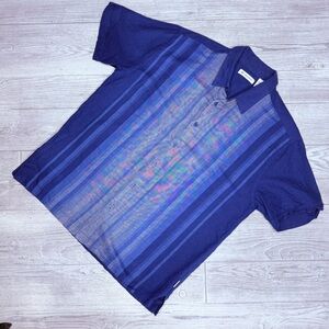 Cubavera shirt sleeve light cotton linen stripe button front Hawaiian shirt L